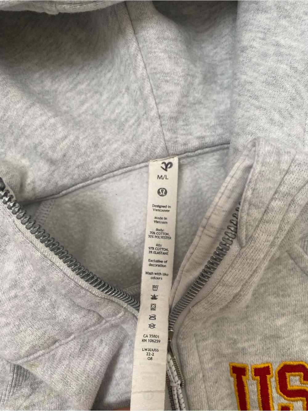 USC Gray Half-Zip Hooded Sweatshirt - Picture 6 of 7